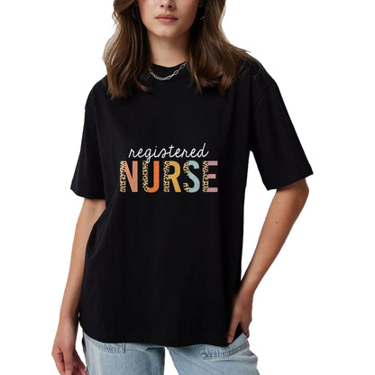 Funny Nurse Shirt, Nurse Unisex T-Shirt/Hoodie/Sweatshirt HLT00 - RN Nurse Leopard Print Registered Nurse Nursing School Women T-Shirt