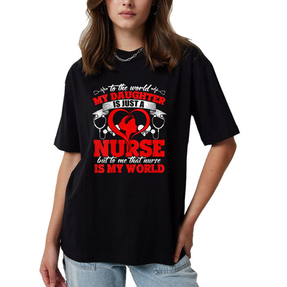 Funny Nurse Shirt, Nurse Unisex T-Shirt/Hoodie/Sweatshirt HLT00 - Womens My Daughter Is A Nurse, Proud To Be A Nurse's Mom V-Neck T-Shirt
