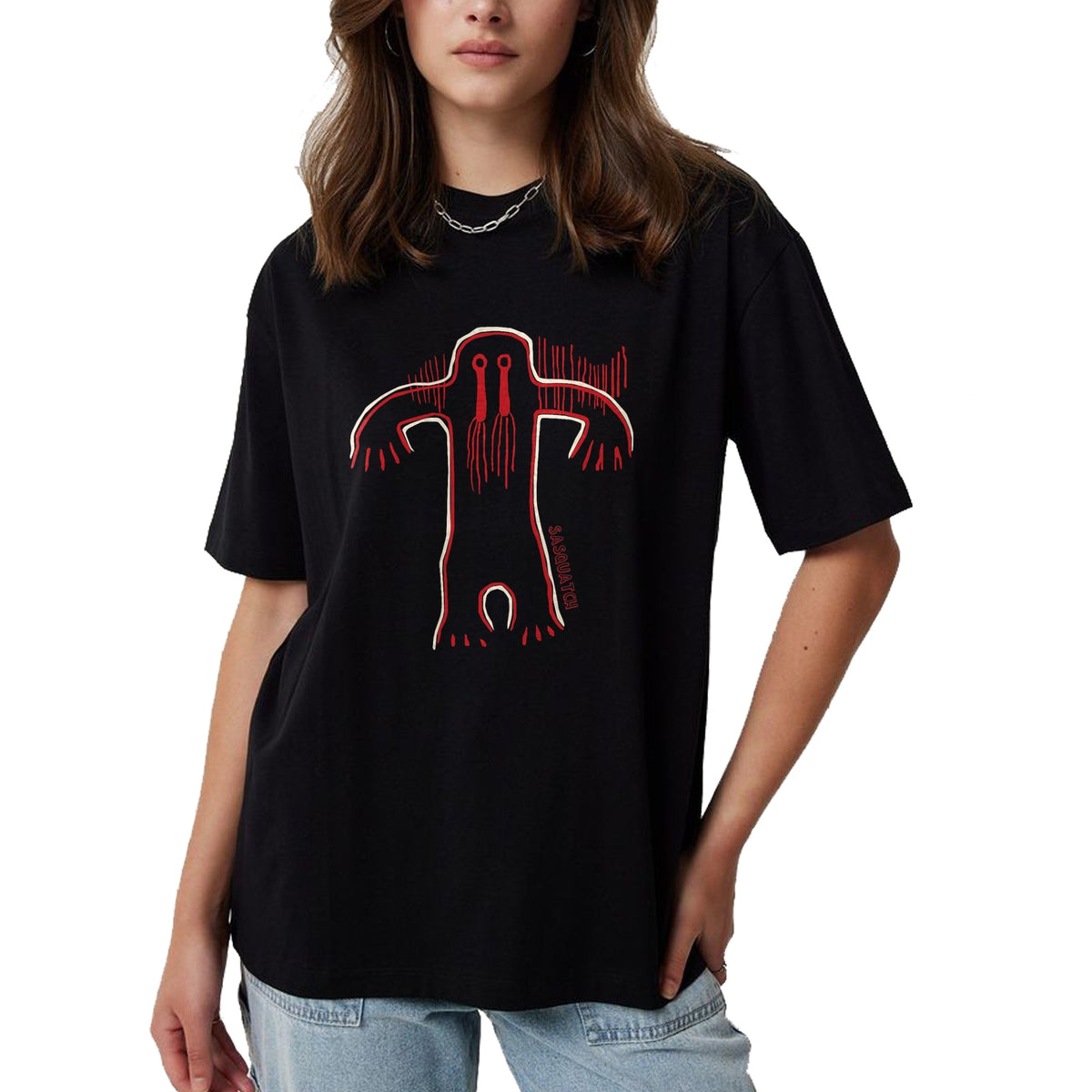 Native American T-Shirts, Vintage Native American Unisex T-Shirt/Hoodie/Sweatshirt HLT00 - Native American Bigfoot -Sasquatch Petroglyph Cave Art