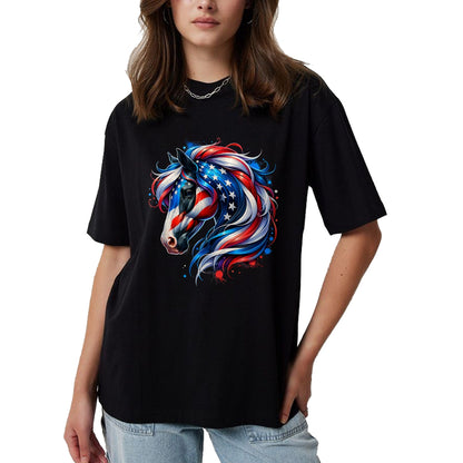 Best Horse Lover Shirt , Funny Horse UnisexT-Shirt/Hoodie/Sweatshirt HLT00 - Horse 4th of July Patriotic Horse Graphic American Flag T-Shirt