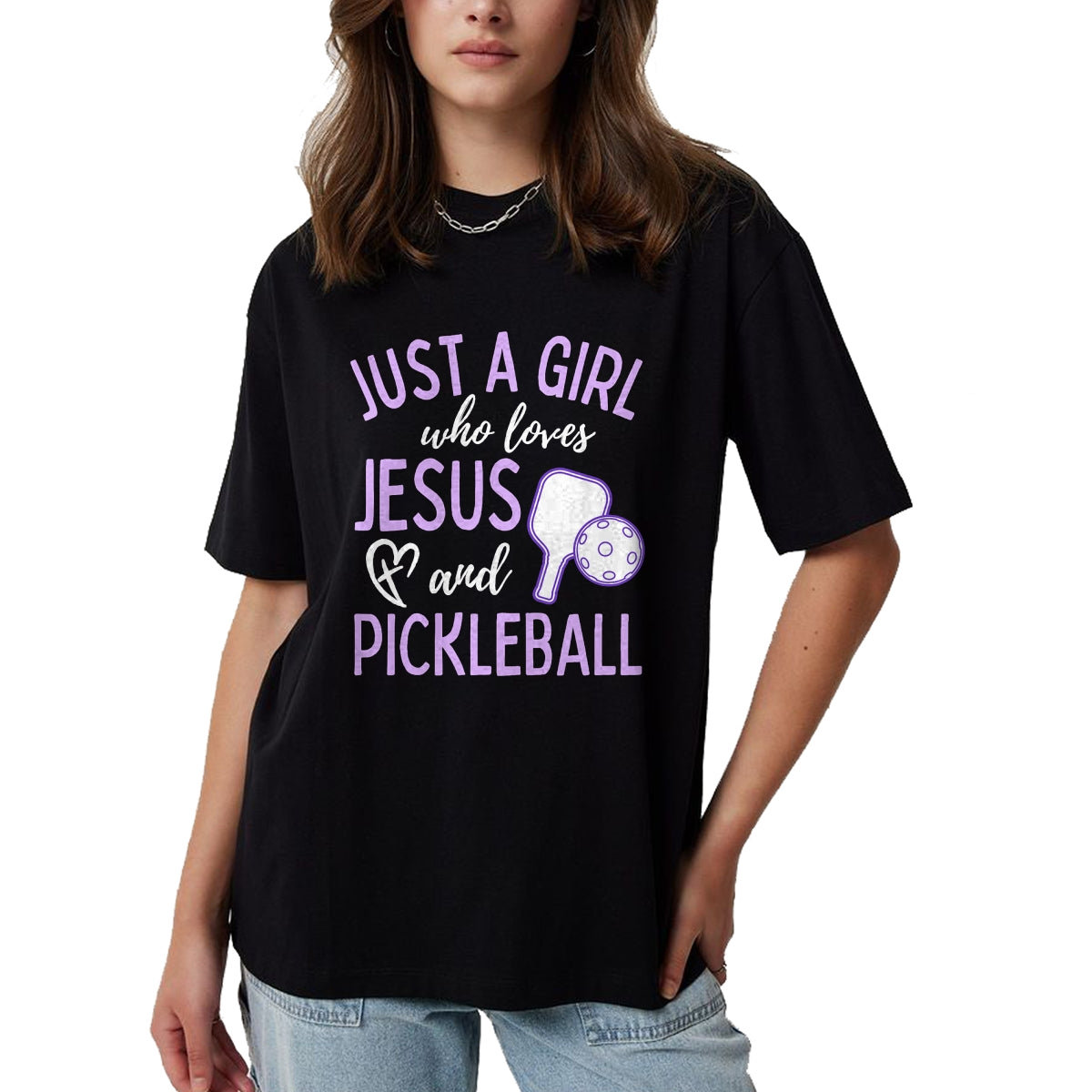 Funny Pickleball Shirt, Pickleball Lover Unisex T-Shirt/Hoodie/Sweatshirt HLT00 - Just A Girl Who Loves Jesus and Pickleball Christian Cute T-Shirt
