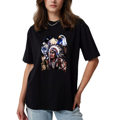 Native American T-Shirts, Vintage Native American Unisex T-Shirt/Hoodie/Sweatshirt HLT00 - American Indigenous Art Native Indian Chief Headdress