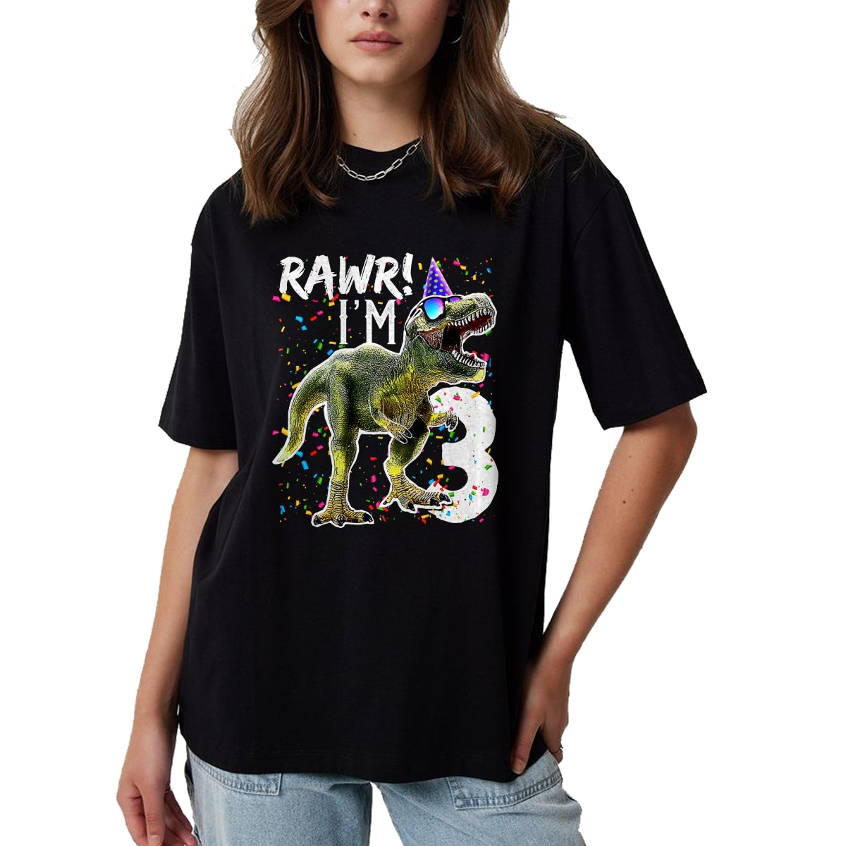 Best Dinosaur Lover Shirt, Funny Dinosaur UnisexT-Shirt/Hoodie/Sweatshirt HLT00 - Rawr I_m 3 3rd Birthday T Rex Dinosaur Party Gift for Boys T-Shirt