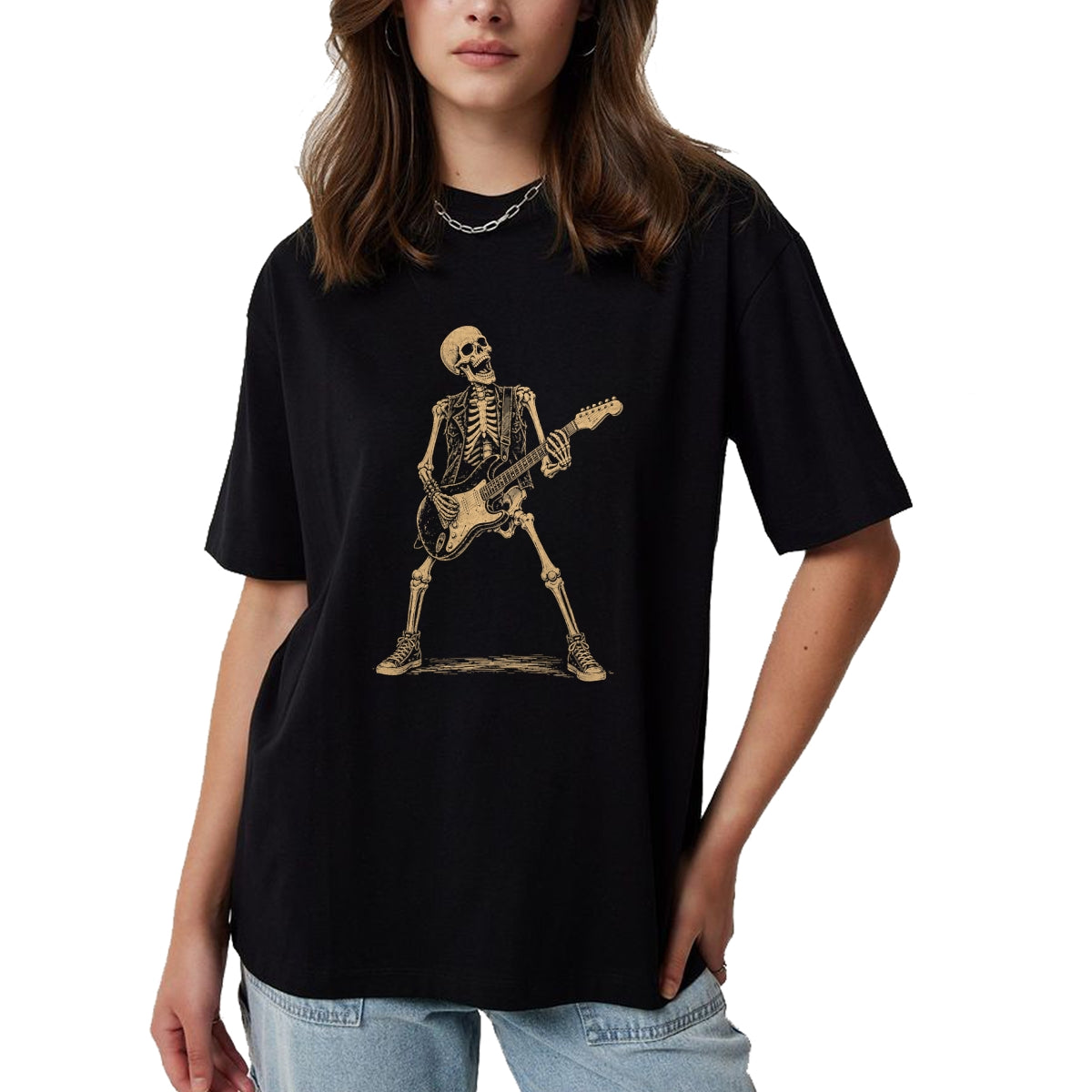 Guitar Lover Shirt, Funny Guitar UnisexT-Shirt/Hoodie/Sweatshirt HLT00 - Skeleton Playing Guitar Rock and Roll Music Men Women Kids T-Shirt