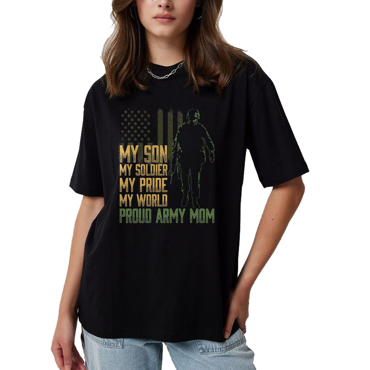 Gift for Mom Shirt, Funny Mom Unisex T-Shirt/Hoodie/Sweatshirt HLT00 - My Son My Soldier Proud Army Mom Military Mother T-Shirt