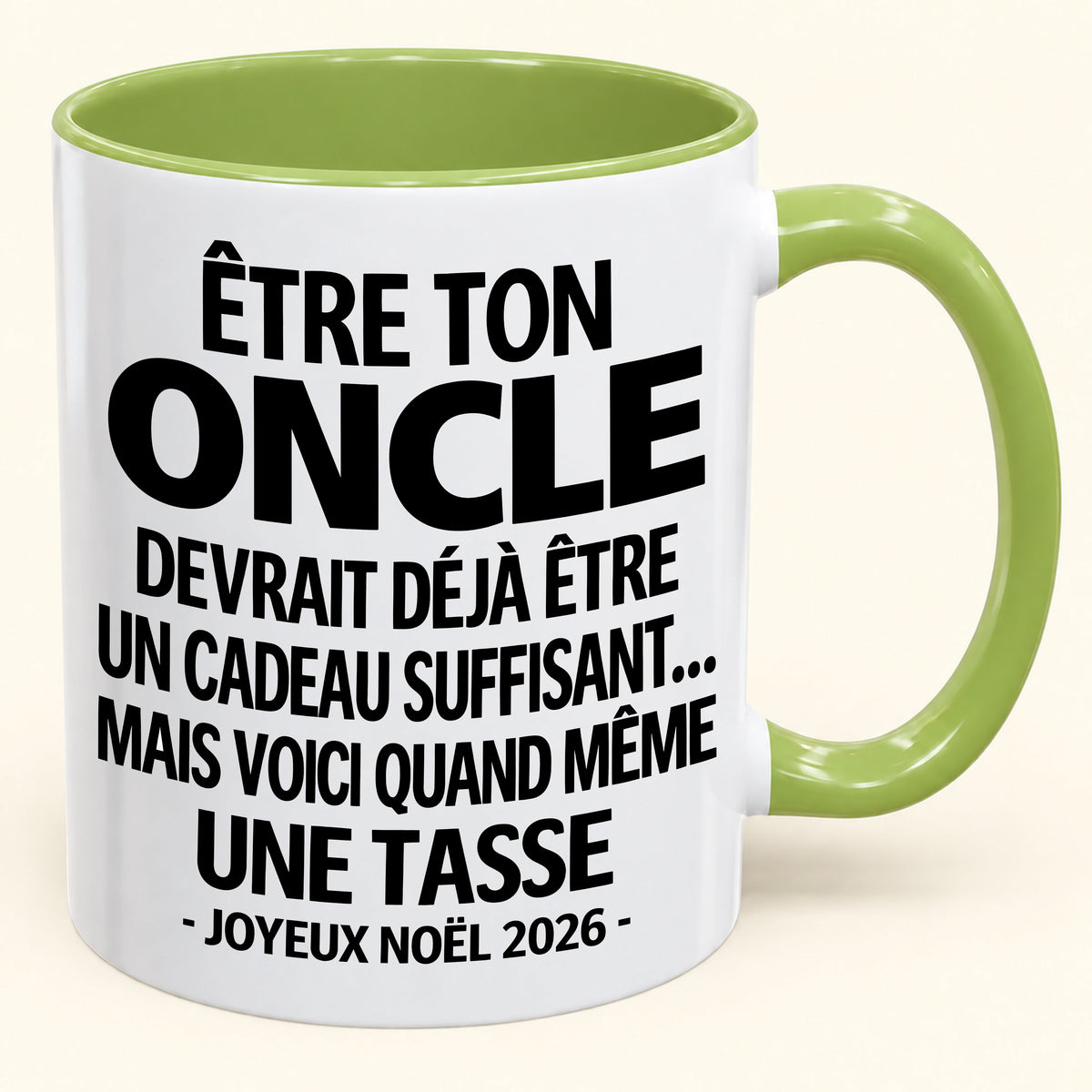 Être ton oncle est déjà un cadeau suffisant – Mug bicolore humoristique – Cadeau de Noël 2026 (SKU2610-157) MUGFR