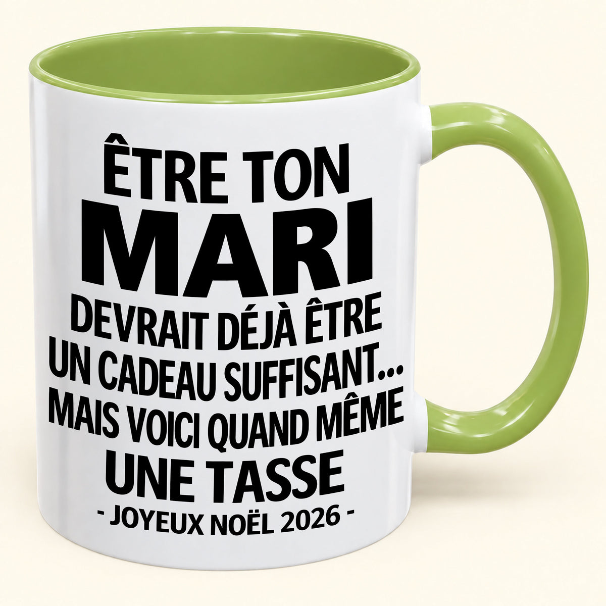 Être ton mari est déjà un cadeau suffisant – Mug bicolore humoristique – Cadeau de Noël 2026 (SKU2610-199) MUGFR