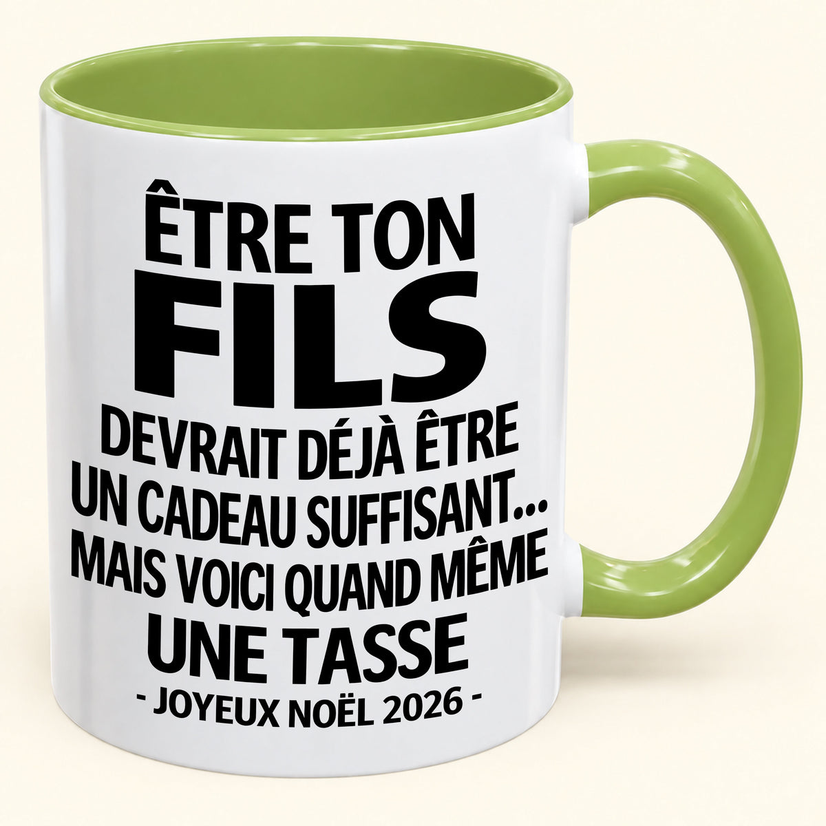Être ton fils est déjà un cadeau suffisant – Mug bicolore humoristique – Cadeau de Noël 2026 (SKU2610-231) MUGFR