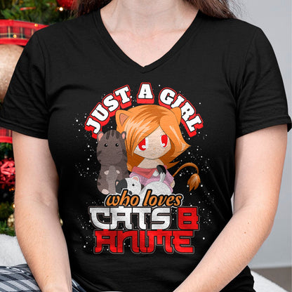 Cat Love Shirt, Funny Cat Lover Gift UnisexT-Shirt/Hoodie/Sweatshirt HLT00 - Pet Owner Gift Cute Cat Just A Girl Who Loves Cats And Anime T-Shirt