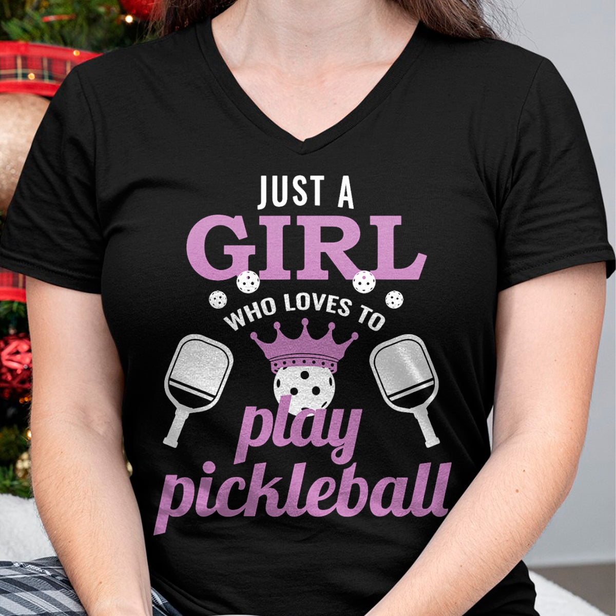 Funny Pickleball Shirt, Pickleball Lover Unisex T-Shirt/Hoodie/Sweatshirt HLT00 - Just a Girl Who Loves to Play Pickleball Funny Pickleball T-Shirt