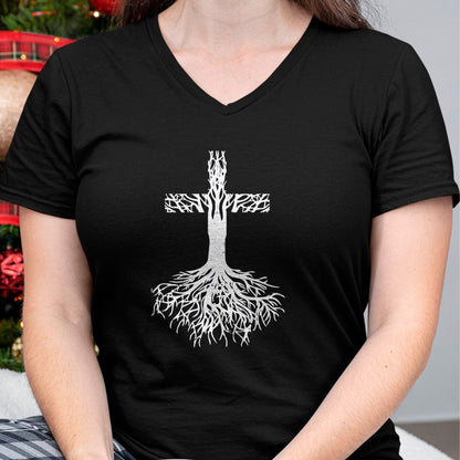 Christian Tee, Christian Faith Unisex T-Shirt/Hoodie/Sweatshirt HLT00 - Cross Roots God Jesus Christ Faith Religious Christian Gift T-Shirt