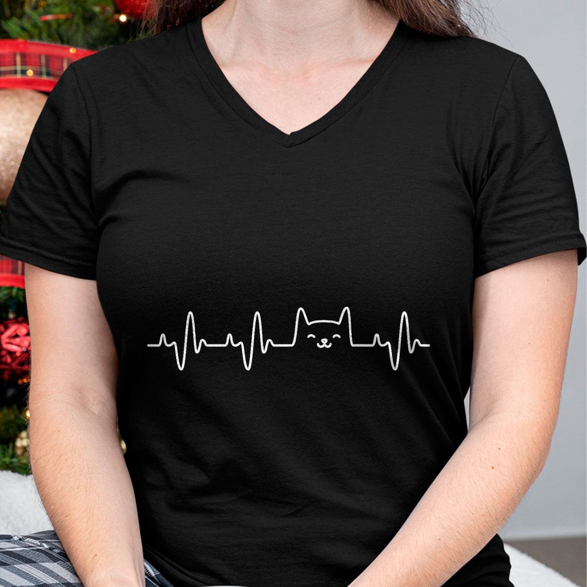 Cat Love Shirt, Funny Cat Lover Gift UnisexT-Shirt/Hoodie/Sweatshirt HLT00 - Cat Heartbeat Love Cats Women_s Girls Cat Lover T-Shirt
