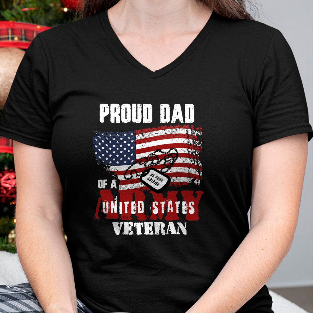 Gift for Dad Shirt, Funny Dad Unisex T-Shirt/Hoodie/Sweatshirt HLT00 – Proud Dad Of A Army Veteran American Flag Father Military T-Shirt