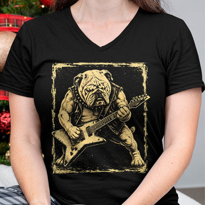 Guitar Lover Shirt, Funny Guitar UnisexT-Shirt/Hoodie/Sweatshirt HLT00 - Funny Bulldog Dog Playing Guitar Rock Punk Vintage T-Shirt