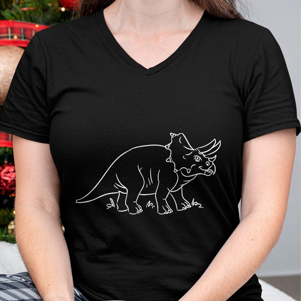 Best Dinosaur Lover Shirt, Funny Dinosaur UnisexT-Shirt/Hoodie/Sweatshirt HLT00 - Line Art Dinosaur Triceratops T-Shirt