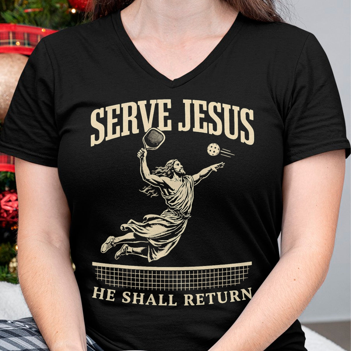 Funny Pickleball Shirt, Pickleball Lover Unisex T-Shirt/Hoodie/Sweatshirt HLT00 - Serve Jesus He Shall Return Pickleball Player Christian T-Shirt