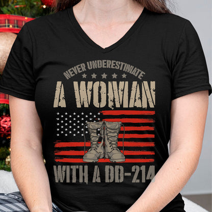 Proud Veteran Shirt, Funny Veteran UnisexT-Shirt/Hoodie/Sweatshirt HLT00 - Veteran_s Day A Woman with A Dd-214 Female Veteran T-Shirt