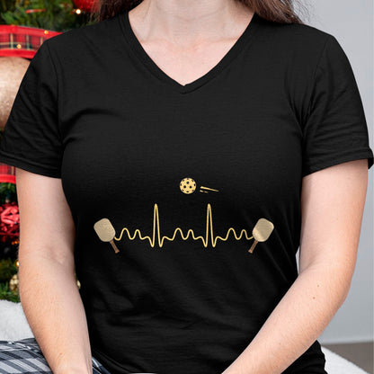 Funny Pickleball Shirt, Pickleball Lover Unisex T-Shirt/Hoodie/Sweatshirt HLT00 - Funny Heartbeat Pickleball Player EKG Woman Men Kids Long Sleeve T-Shirt