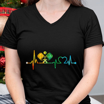 Funny Pickleball Shirt, Pickleball Lover Unisex T-Shirt/Hoodie/Sweatshirt HLT00 - Funny Pickleball Paddle Heartbeat Vintage Colors T-Shirt Small