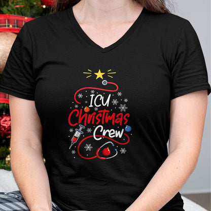 Funny Nurse Shirt, Nurse Unisex T-Shirt/Hoodie/Sweatshirt HLT00 - Nurse ICU Christmas Crew Nursing Christmas lights T-Shirt