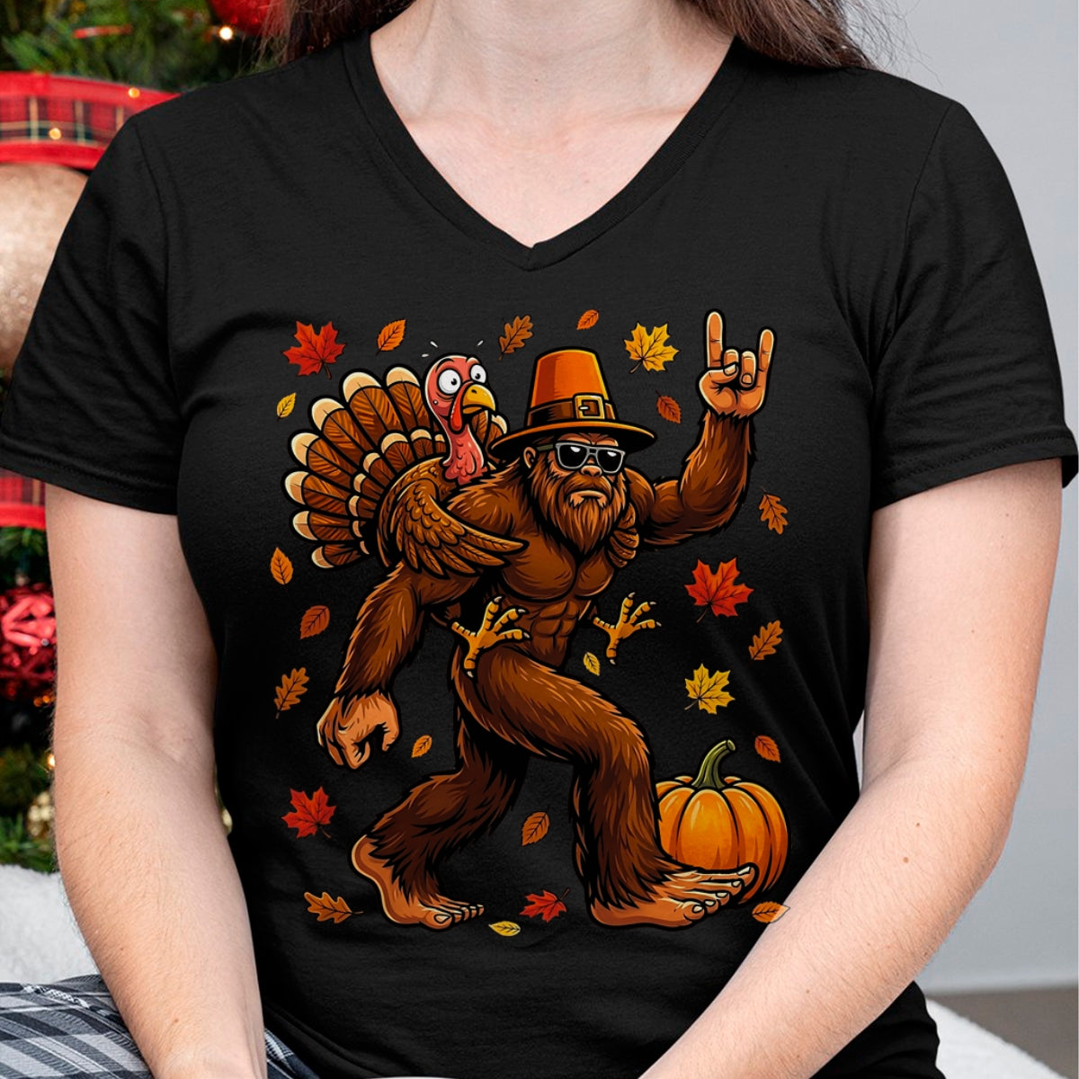 Best Thanksgiving Family Shirt , Funny Thanksgiving UnisexT-Shirt/Hoodie/Sweatshirt HLT00 - Bigfoot Funny Turkey Pumpkin Thanksgiving Day Boys Men T-Shirt