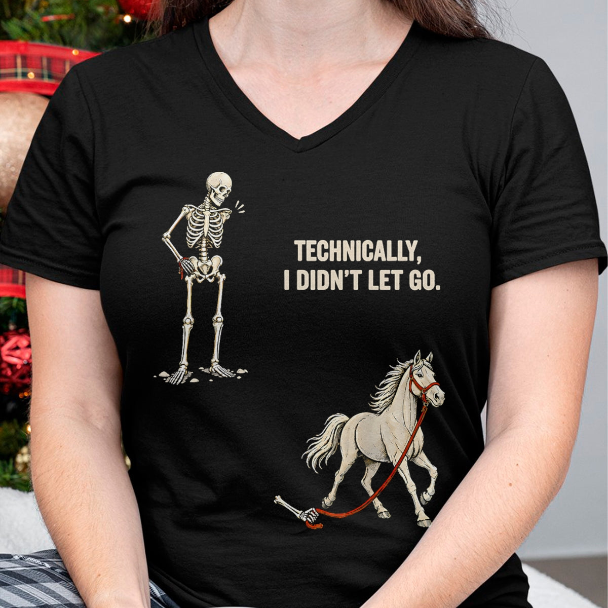 Best Horse Lover Shirt , Funny Horse UnisexT-Shirt/Hoodie/Sweatshirt HLT00 - Technically I Didn_t Let Go Skeleton Horse Riding Halloween T-Shirt