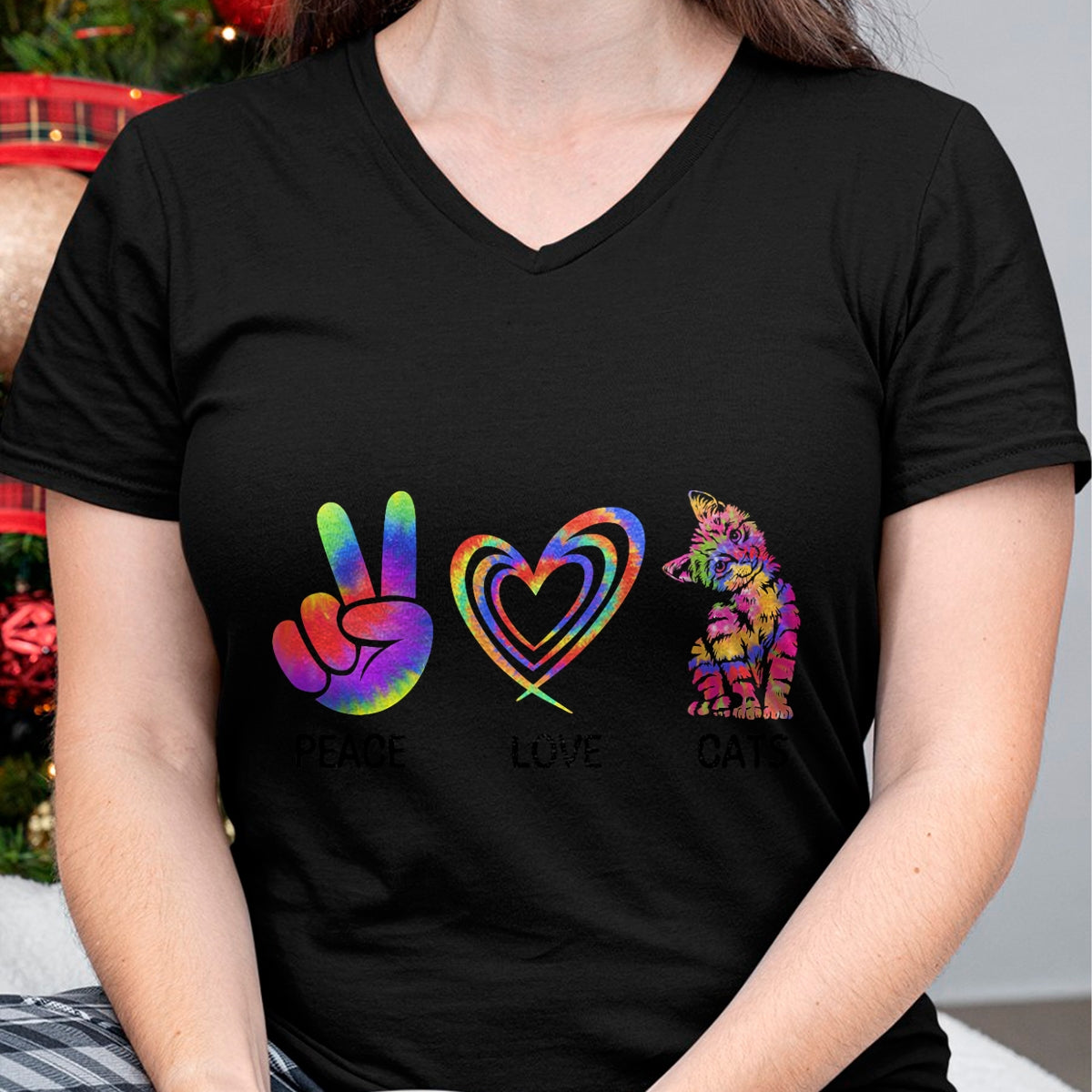 Cat Love Shirt, Funny Cat Lover Gift UnisexT-Shirt/Hoodie/Sweatshirt HLT00 - Peace Love Cats Funny Kitty Cat Lover T-Shirt