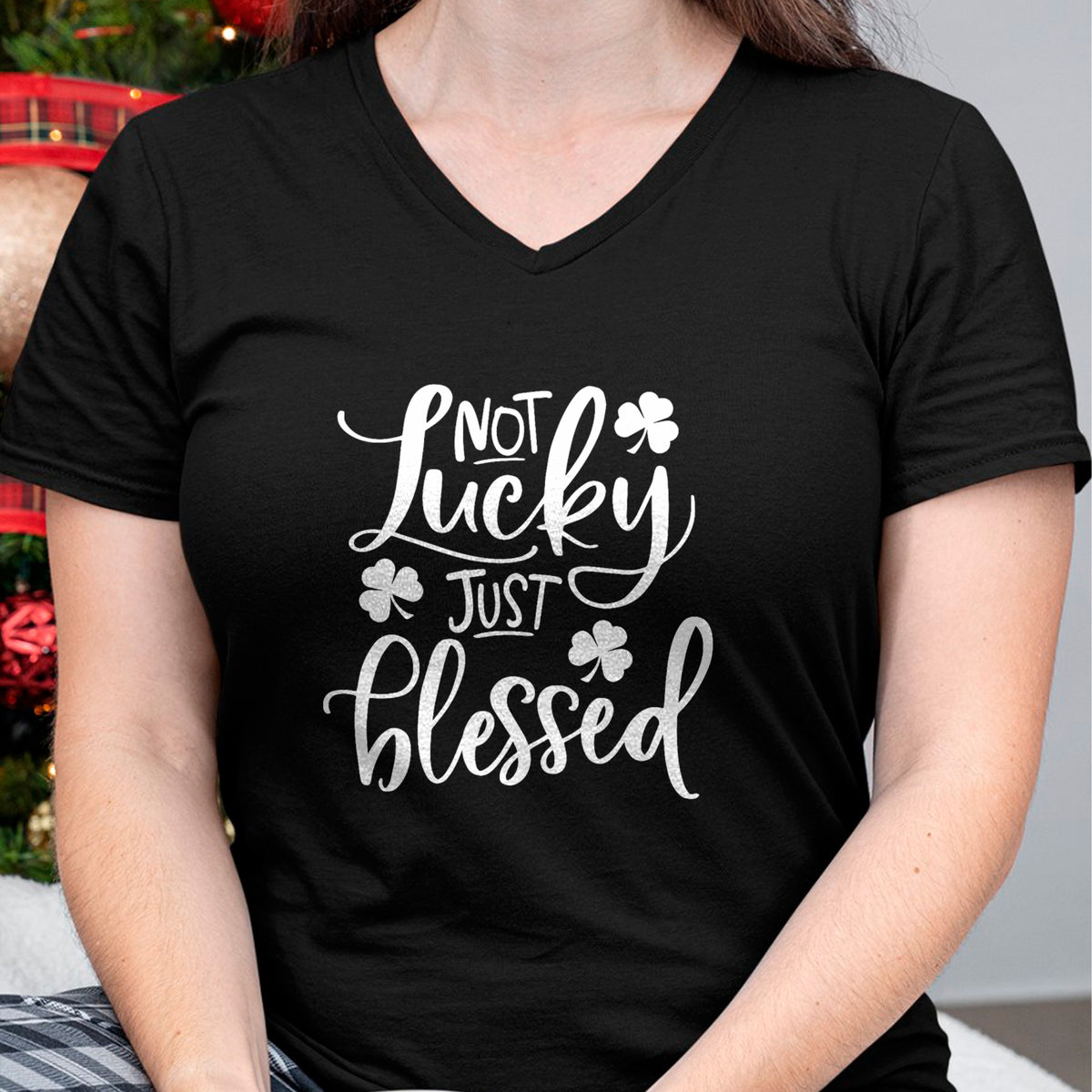 Gift for Mom Shirt, Funny Mom Unisex T-Shirt/Hoodie/Sweatshirt HLT00 - Not Lucky Just Blessed Shamrock St Patrick's Day T-Shirt