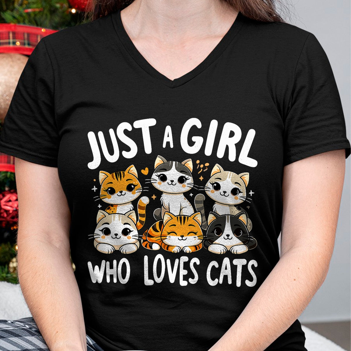 Cat Love Shirt, Funny Cat Lover Gift UnisexT-Shirt/Hoodie/Sweatshirt HLT00 - Cats Lover Just A Girl Who Loves Cat T-Shirt (1)