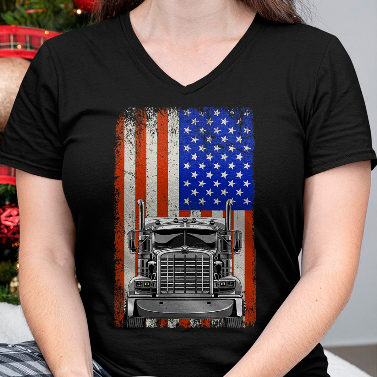Best Truck Driver Life Shirt, Funny Trucker UnisexT-Shirt/Hoodie/Sweatshirt HLT00 - US American Flag Semi Truck Driver T-Shirt (4)