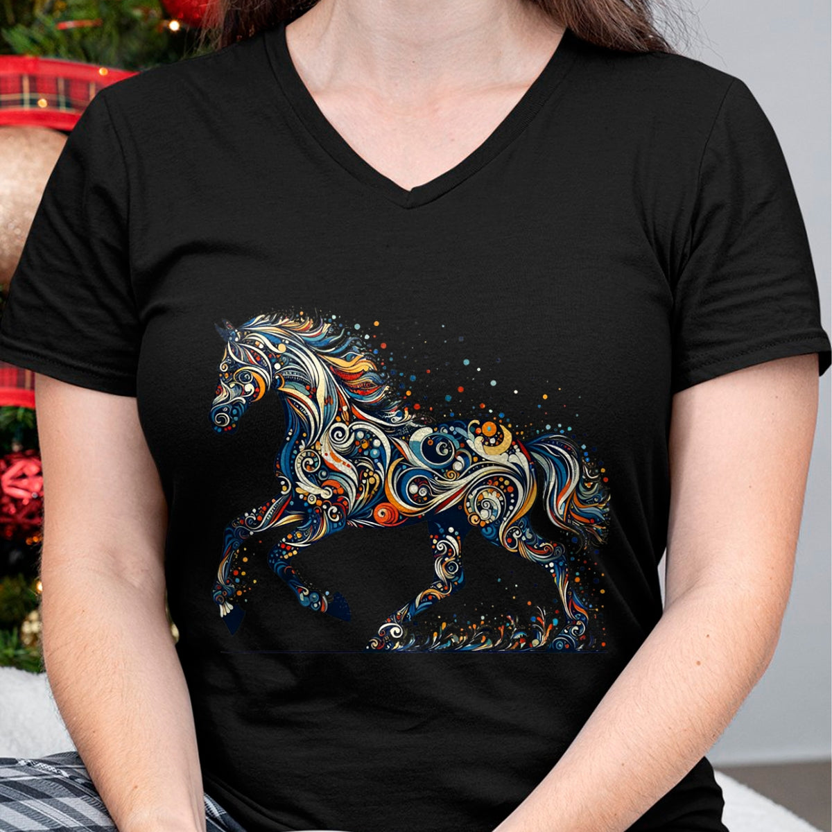 Best Horse Lover Shirt , Funny Horse UnisexT-Shirt/Hoodie/Sweatshirt HLT00 - Elegant Galloping Horse with Intricate Colorful Details Long Sleeve T-Shirt