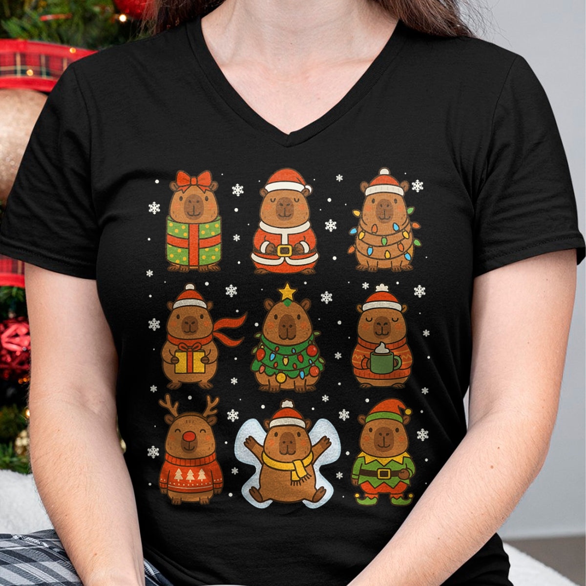 Cute Capybara Shirt, Funny Capybara Unisex T-Shirt/Hoodie/Sweatshirt HLT00 - Cute Christmas Capybara Funny Family Xmas Men Women Kids T-Shirt
