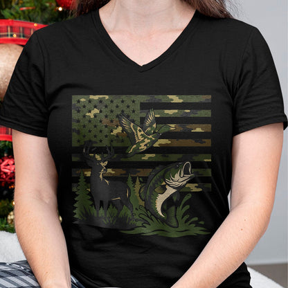 Funny Hunting Shirt, Gift For Hunting Lover Unisex T-Shirt/Hoodie/Sweatshirt HLT00 - Youth Boy Deer Duck Fishing Camo Hunting American Flag T-Shirt