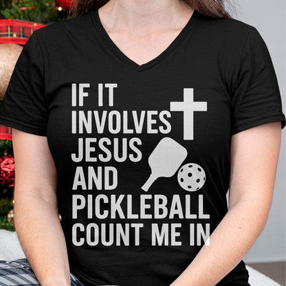 Funny Pickleball Shirt, Pickleball Lover Unisex T-Shirt/Hoodie/Sweatshirt HLT00 - If It Involves Jesus And Pickleball - Pickleballers T-Shirt