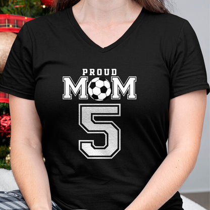Gift for Mom Shirt, Funny Mom Unisex T-Shirt/Hoodie/Sweatshirt HLT00 - Number 5 Custom Proud Soccer Futbol Mom Personalized Women T-Shirt