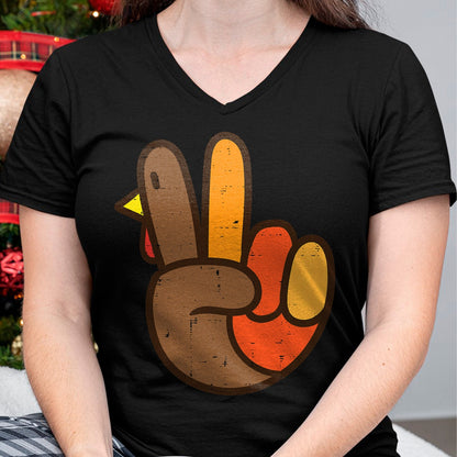 Best Thanksgiving Family Shirt , Funny Thanksgiving UnisexT-Shirt/Hoodie/Sweatshirt HLT00 - Peace Sign Turkey Hand Cool Thanksgiving Hippie Men Women T-Shirt