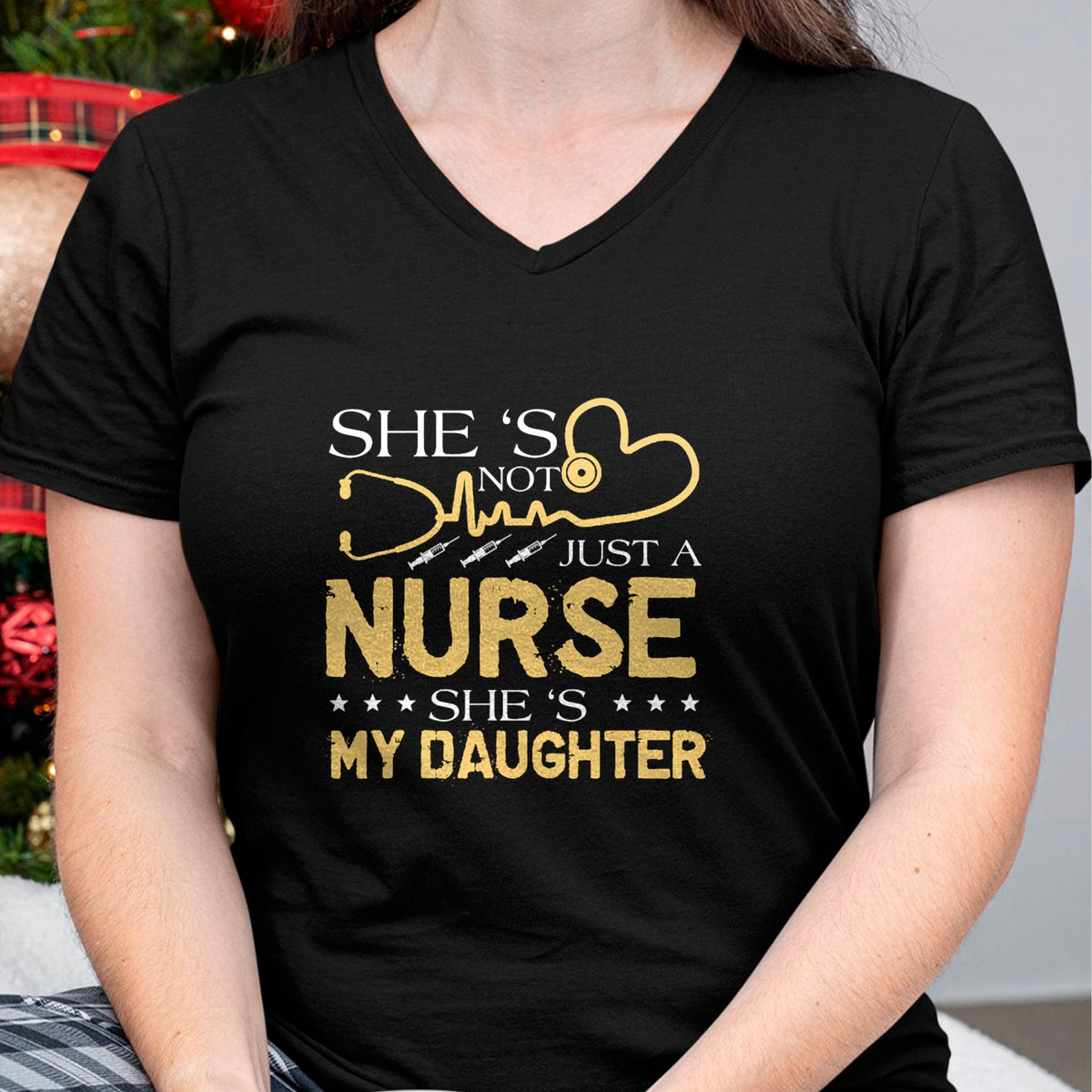 Funny Nurse Shirt, Nurse Unisex T-Shirt/Hoodie/Sweatshirt HLT00 - My Daughter Is A Nurse Proud Nurse's Mom Dad RN LPN Family T-Shirt