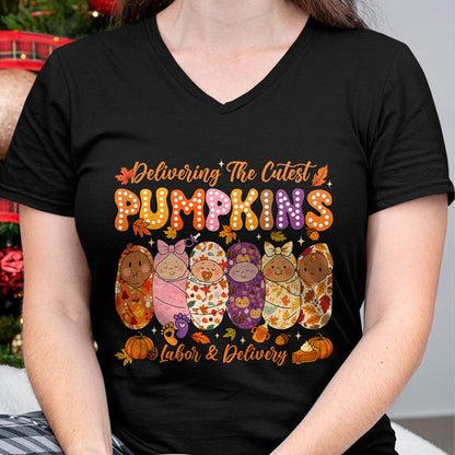 Best Thanksgiving Family Shirt , Funny Thanksgiving UnisexT-Shirt/Hoodie/Sweatshirt HLT00 - Delivering The Cutest Pumpkins Labor and Delivery Nurse Fall T-Shirt