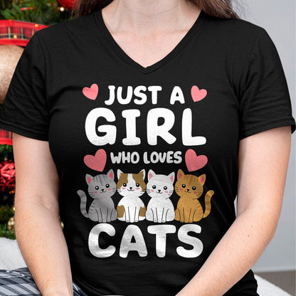 Cat Love Shirt, Funny Cat Lover Gift UnisexT-Shirt/Hoodie/Sweatshirt HLT00 - Cat Just A Girl Who Loves Cats T-Shirt (1)