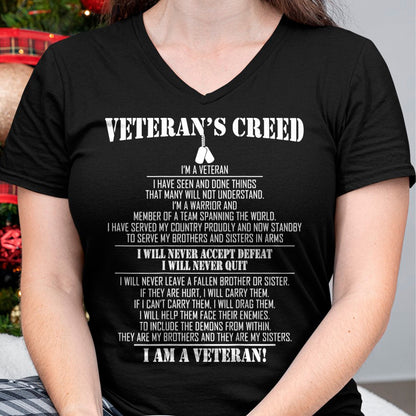 Proud Veteran Shirt, Funny Veteran UnisexT-Shirt/Hoodie/Sweatshirt HLT00 - Veteran_s Creed I_m a Veteran T-Shirt Small