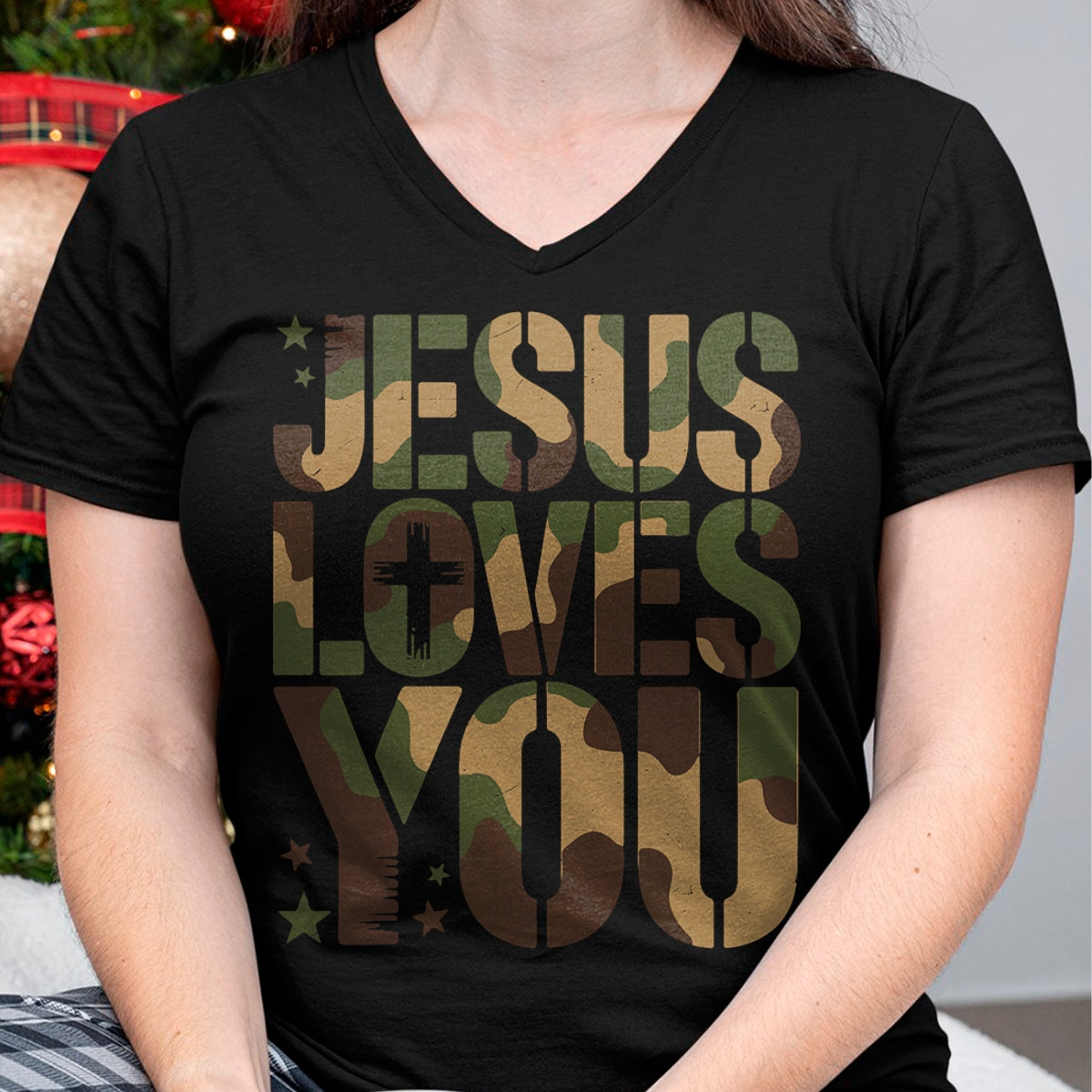 Best Thanksgiving Family Shirt , Funny Thanksgiving UnisexT-Shirt/Hoodie/Sweatshirt HLT00 - Camo Jesus Loves You Camouflage Christian Saying Religious T-Shirt