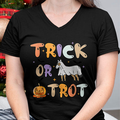 Best Horse Lover Shirt , Funny Horse UnisexT-Shirt/Hoodie/Sweatshirt HLT00 - Trick Or Trot Halloween Pumpkin Ghost Horse T-Shirt