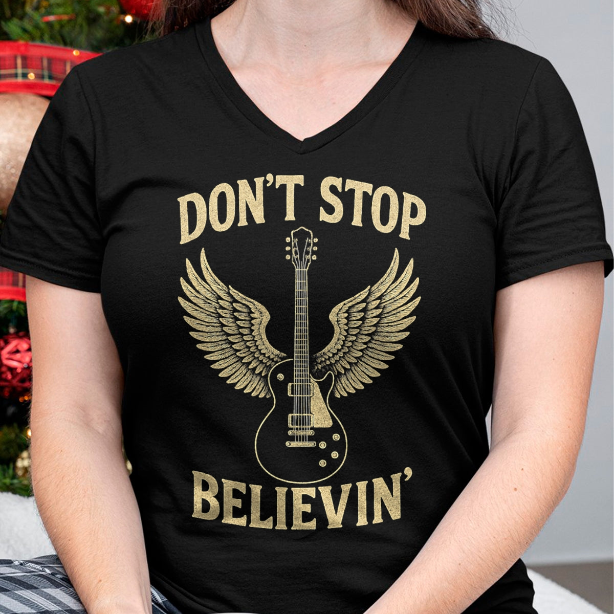 Guitar Lover Shirt, Funny Guitar UnisexT-Shirt/Hoodie/Sweatshirt HLT00 - Don’t Stop Believing 80s 90s Classic Rock Graphic T-Shirt