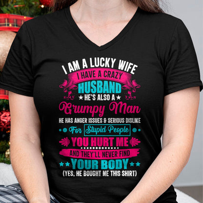 Best Husband Shirt, Wife and Husband Unisex T-Shirt/Hoodie/Sweatshirt HLT00 - I Am A Lucky Wife, I Have A Crazy Husband T-Shirt