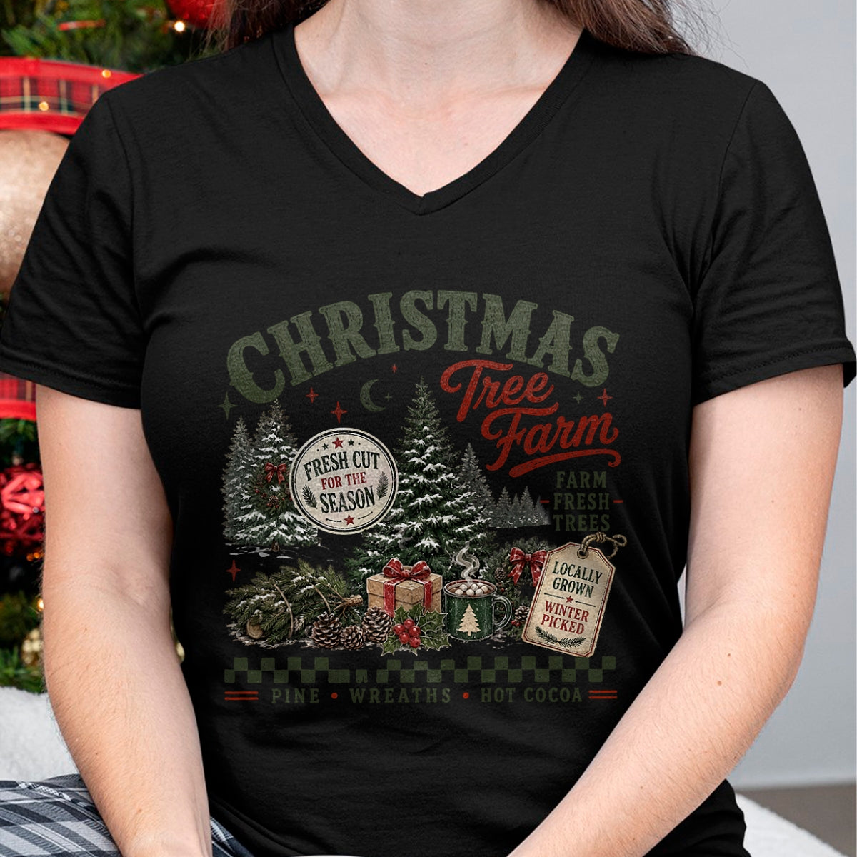 Best Farmer Life Shirt, Funny Farmer UnisexT-Shirt/Hoodie/Sweatshirt HLT00 - Retro Christmas Tree Farm Xmas Farmer T-Shirt