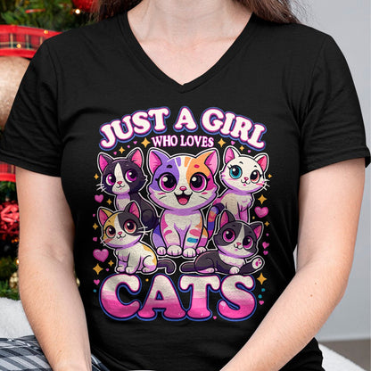 Cat Love Shirt, Funny Cat Lover Gift UnisexT-Shirt/Hoodie/Sweatshirt HLT00 - Cat Just a Girl Who Loves Cats T-Shirt