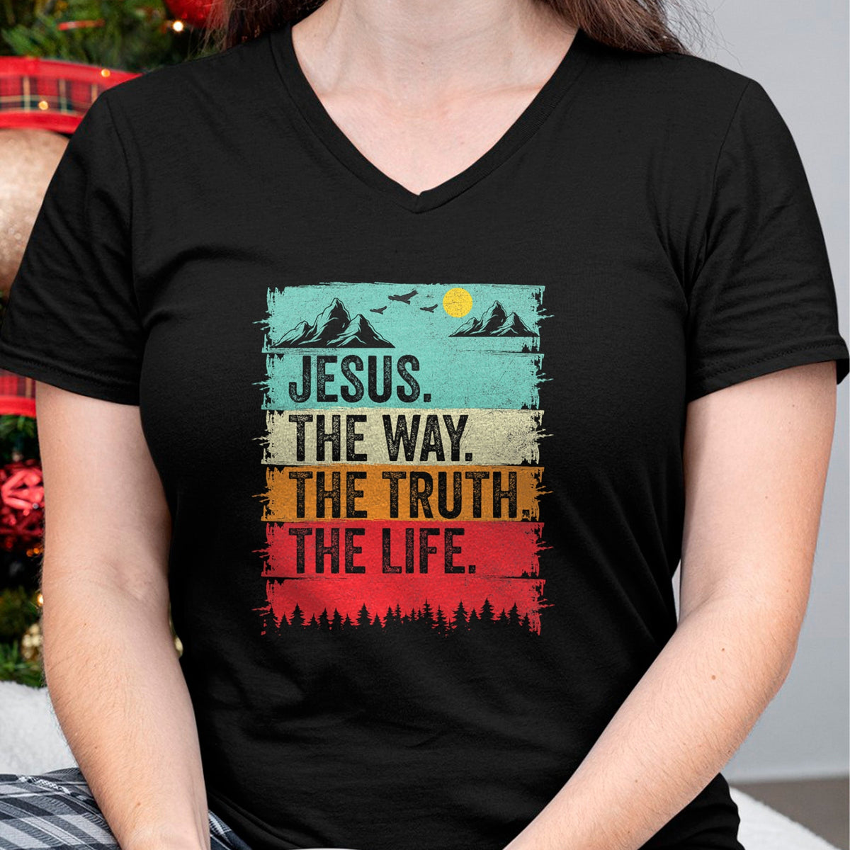 Christian Tee, Christian Faith Unisex T-Shirt/Hoodie/Sweatshirt HLT00 - Jesus The Way Truth Life Women Men Kids Christian Worship T-Shirt