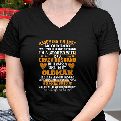 Best Wife Shirt, Wife and Husband Unisex T-Shirt/Hoodie/Sweatshirt HLT00 - Gift for wife T shirt, spoiled wife   Womens I'm A Spoiled Wife Of A Crazy Husband Funny Sarcasm Wif