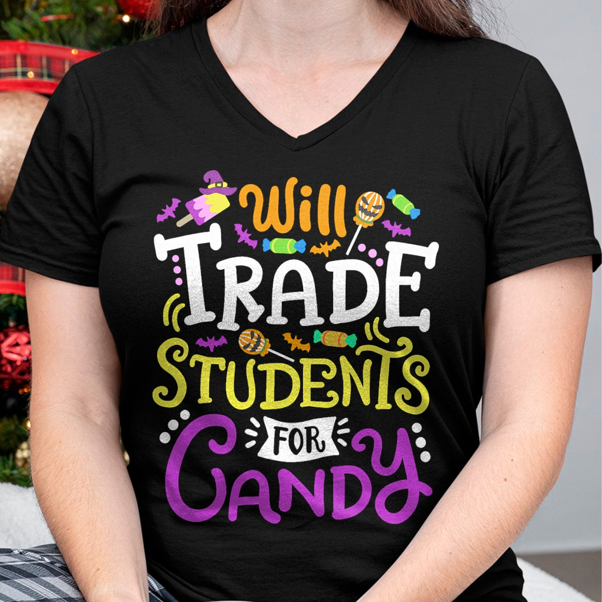 Best Teacher Shirt, Funny Teacher UnisexT-Shirt/Hoodie/Sweatshirt HLT00 - Will Trade Students for Candy Teacher Cute Halloween Costume T-Shirt