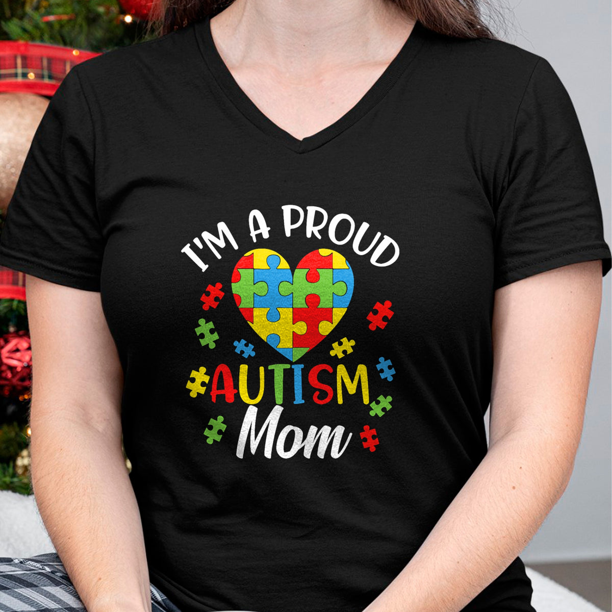 Gift for Mom Shirt, Funny Mom Unisex T-Shirt/Hoodie/Sweatshirt HLT00 - I'm A Proud Mom Autism Awareness Autistic Heart Son Daughter T-Shirt